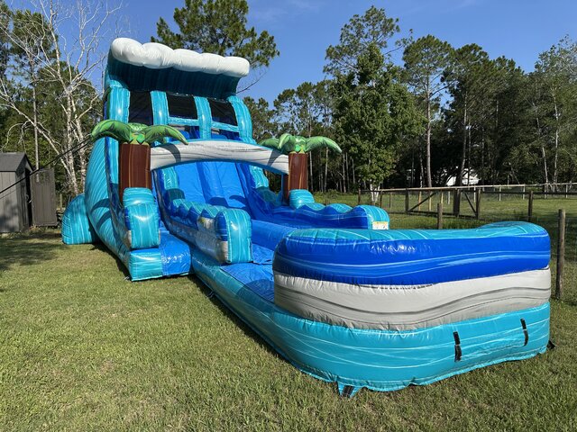20ft Blue Wave Dual Lane Water Slide