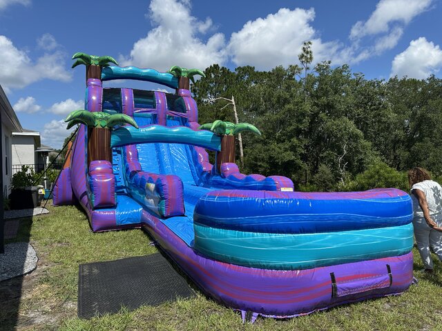 20ft Tropical Magenta Dual Lane Water Slide