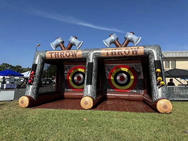 Double lane axe throw inflatable game from Millers Jump Time