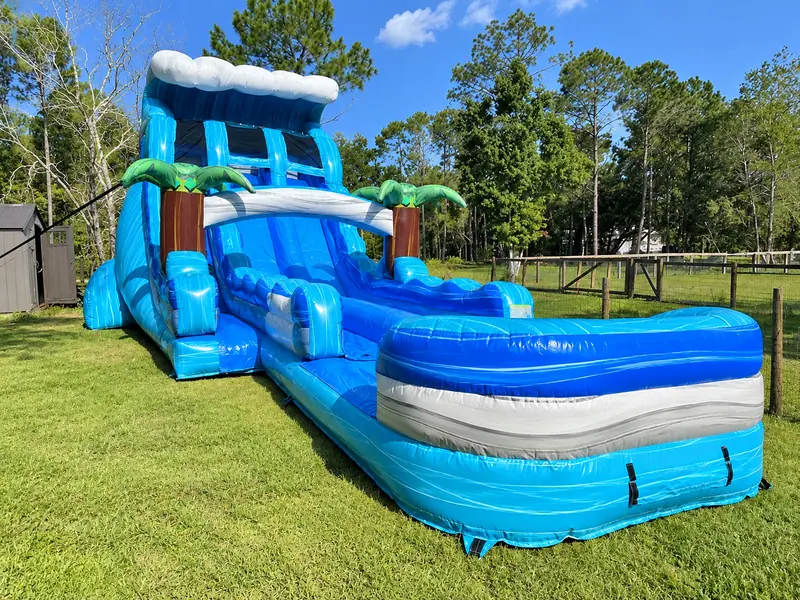 20ft Blue Wave Dual Lane Water Slide