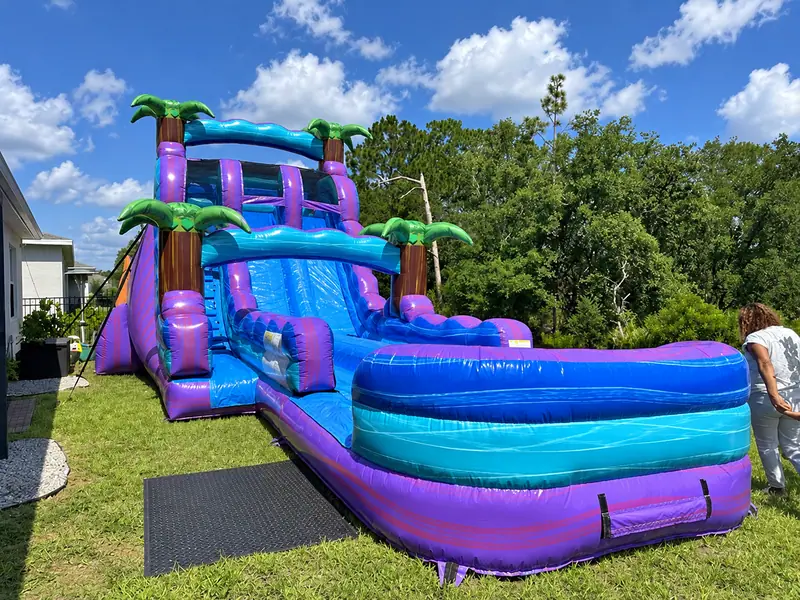 20ft Tropical Magenta Dual Lane Water Slide