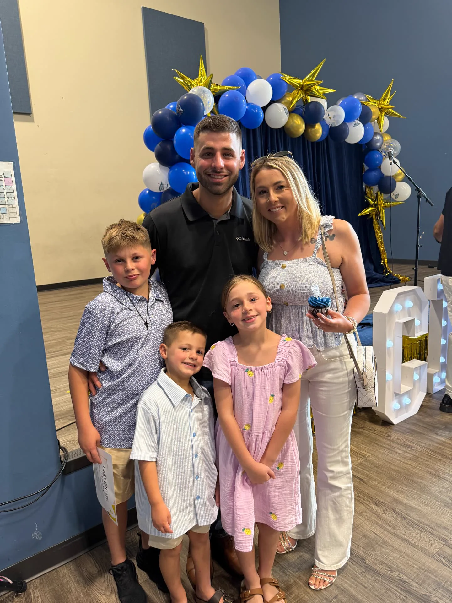 Blake and Sarah Miller, owners of Millers Jump Time, with their family