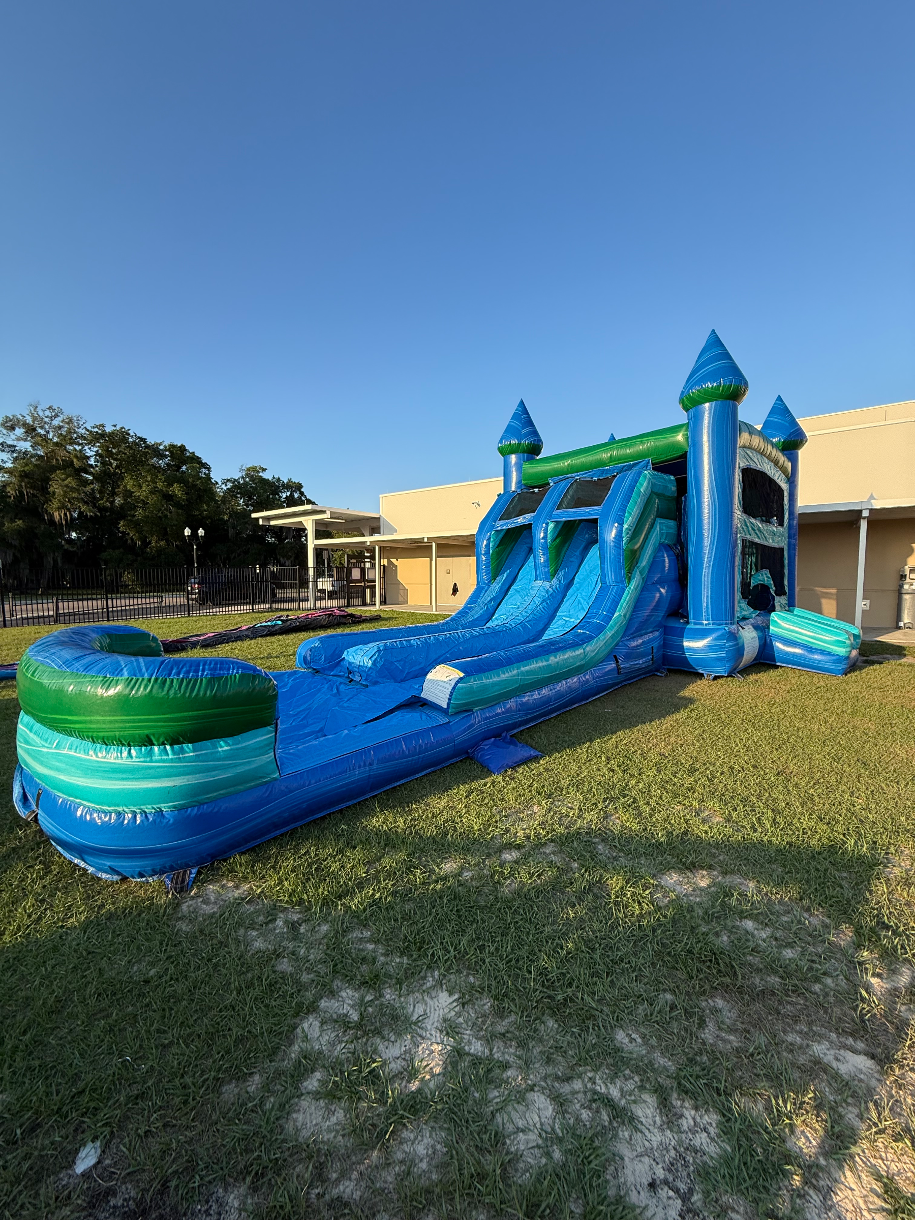 View from XL Noah's Ark pool toward twin slides and castle towers